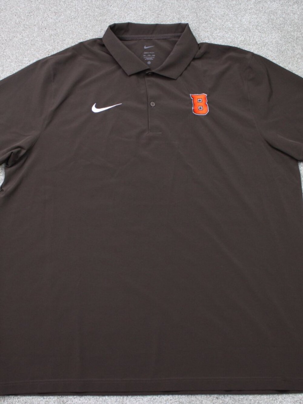 Nike Cleveland Browns Polo Shirt Mens 2XL XXL Brown Dri-Fit NFL Short Sleeve